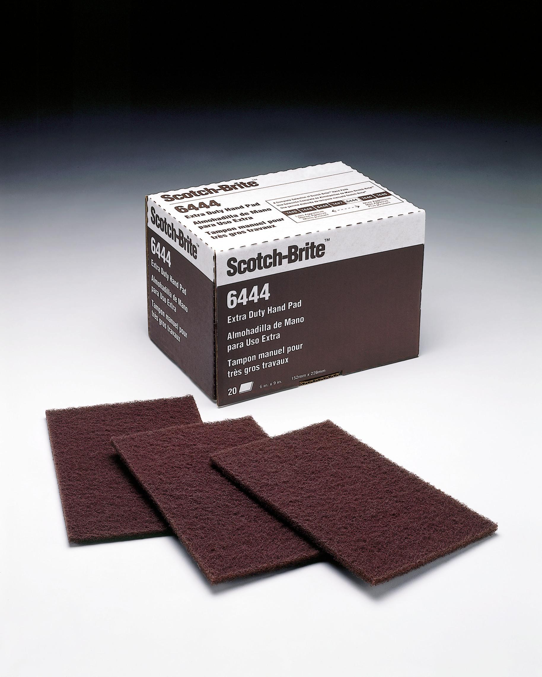 3M 7000028548 6444 Extra Duty Pad, 9 in L, 6 in W W/Dia, Fine Grade, Aluminum Oxide Abrasive - Hand Pads