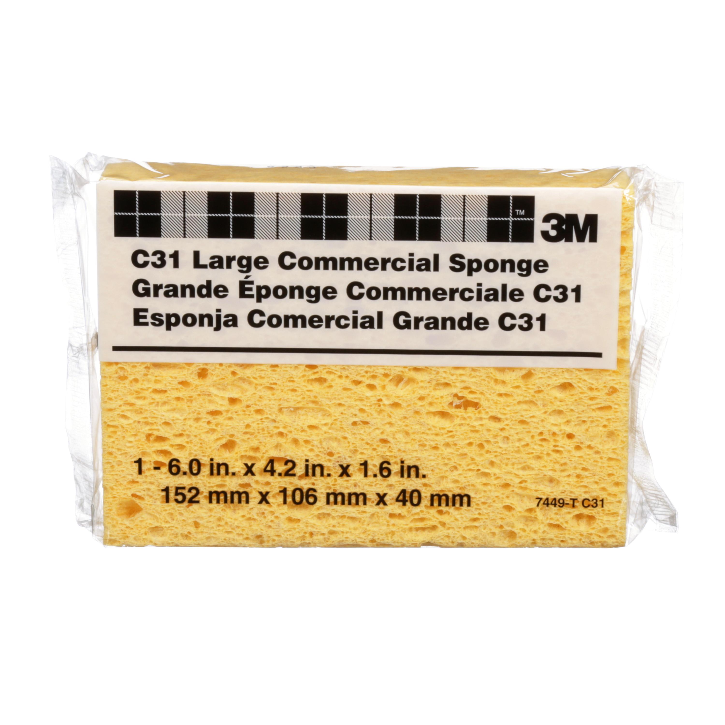 3M 7000042920 Commercial Size Sponge, Yellow, 6 in L x 4-1/4 in W x 1-5/8 in THK, Cellulose - Sponges & Scouring Pads