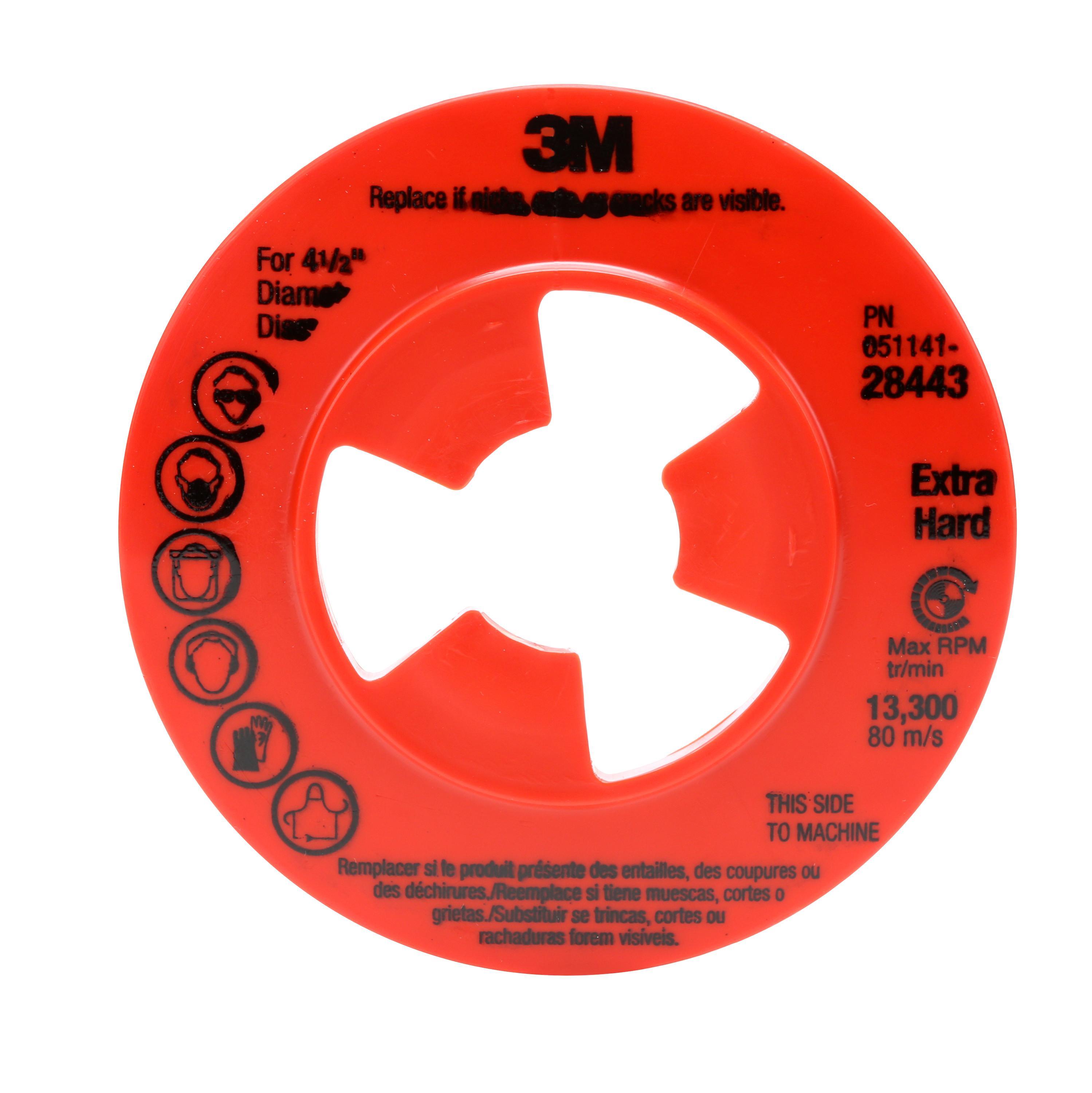 3M 7000045279 Extra Hard Density Mechanical Ribbed Disc Pad Face Plate, 1/4 in L, 4-1/2 in W/Dia, For Use With Right Angle Grinders and Rotary Sanders - Abrasive Parts