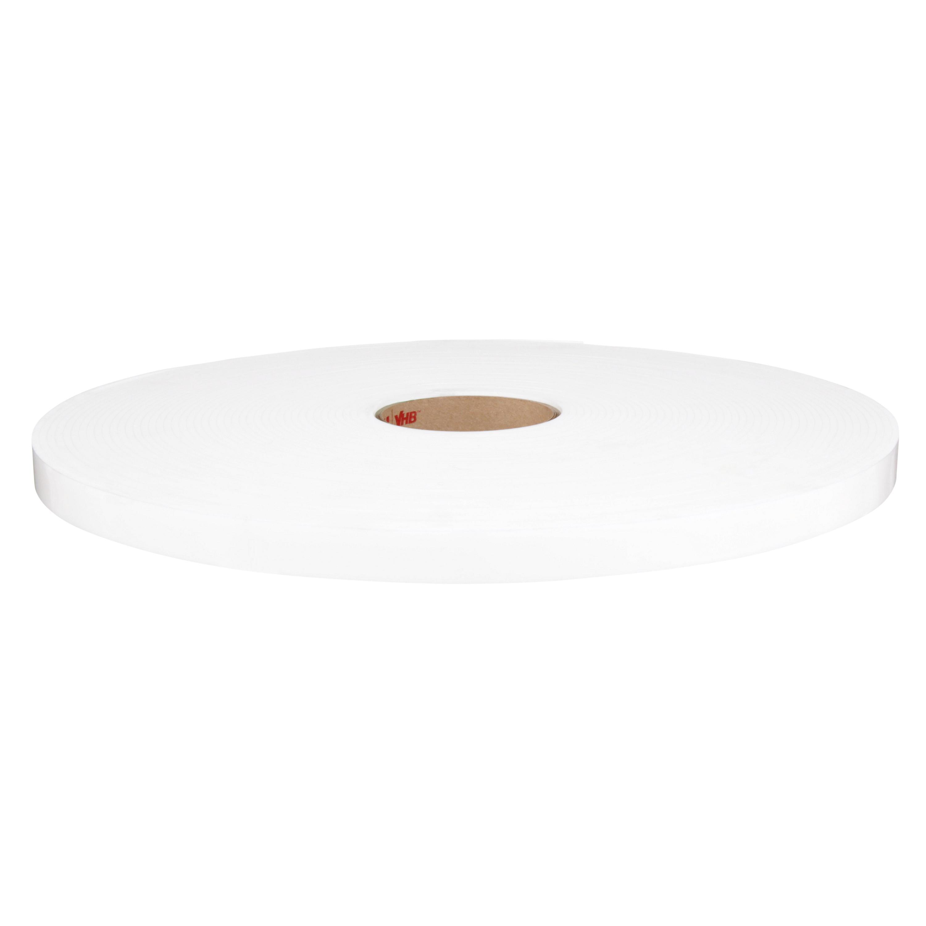VHB 7000123402 4955 Tape, 36 yd L 1 in W, 80 mil THK, Acrylic Foam Backing, White - Double-Sided Tapes