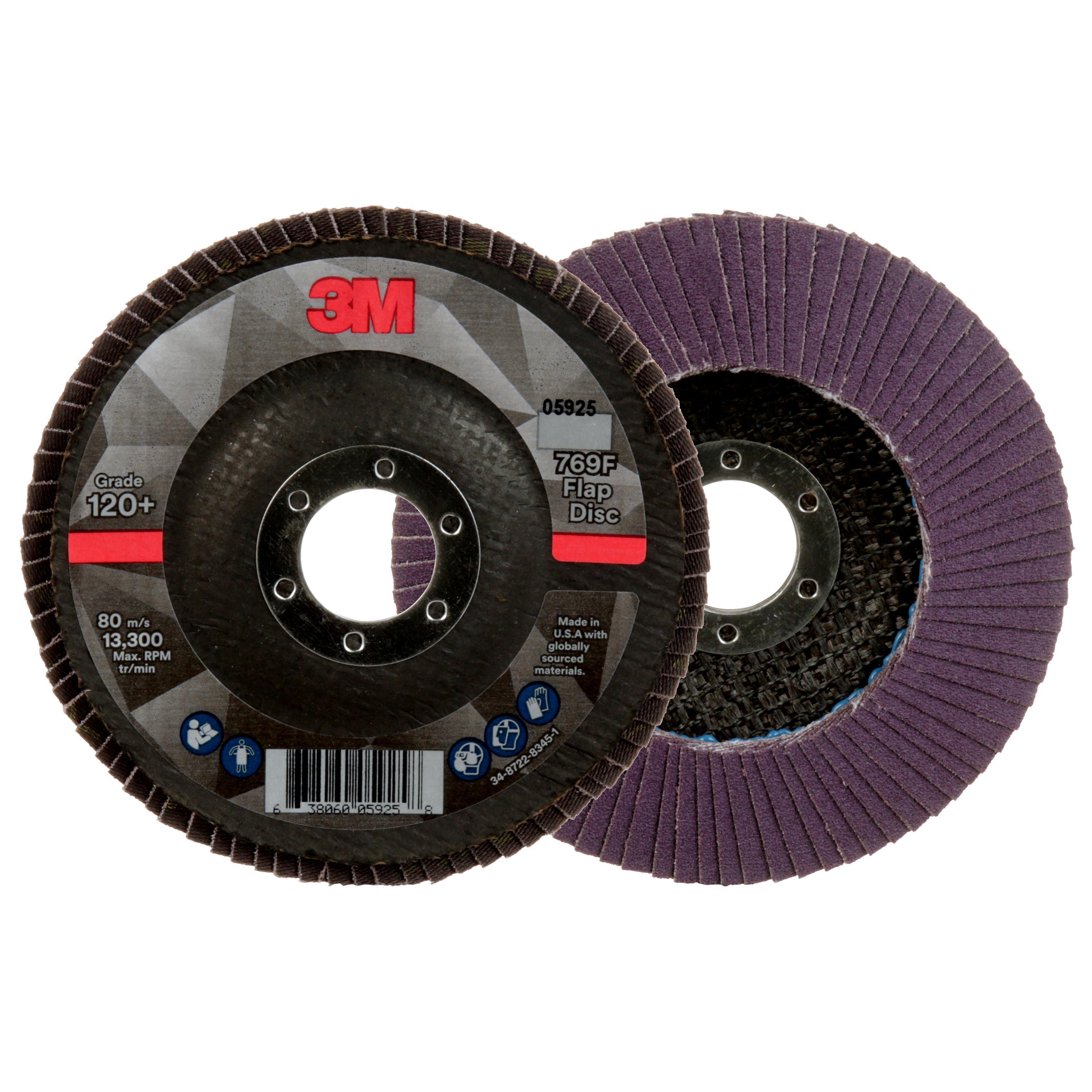3M 7100178091 769F Type 29 Flap Disc, 4-1/2 in Dia Disc, 7/8 in Center Hole, 120+ Grit, Precision Shaped Ceramic Abrasive, Type 29 Disc - Coated Abrasive Flap Discs