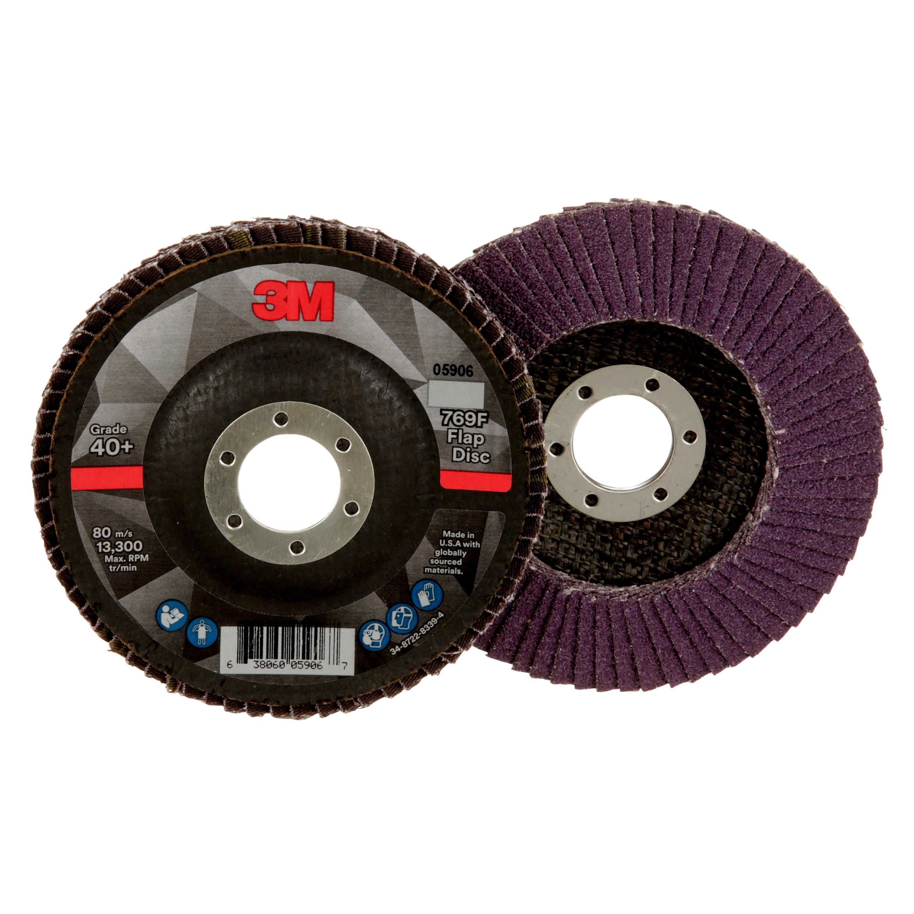 3M 7100178130 769F Type 29 Flap Disc, 4-1/2 in Dia Disc, 7/8 in Center Hole, 40+ Grit, Precision Shaped Ceramic Abrasive, Type 29 Disc - Coated Abrasive Flap Discs