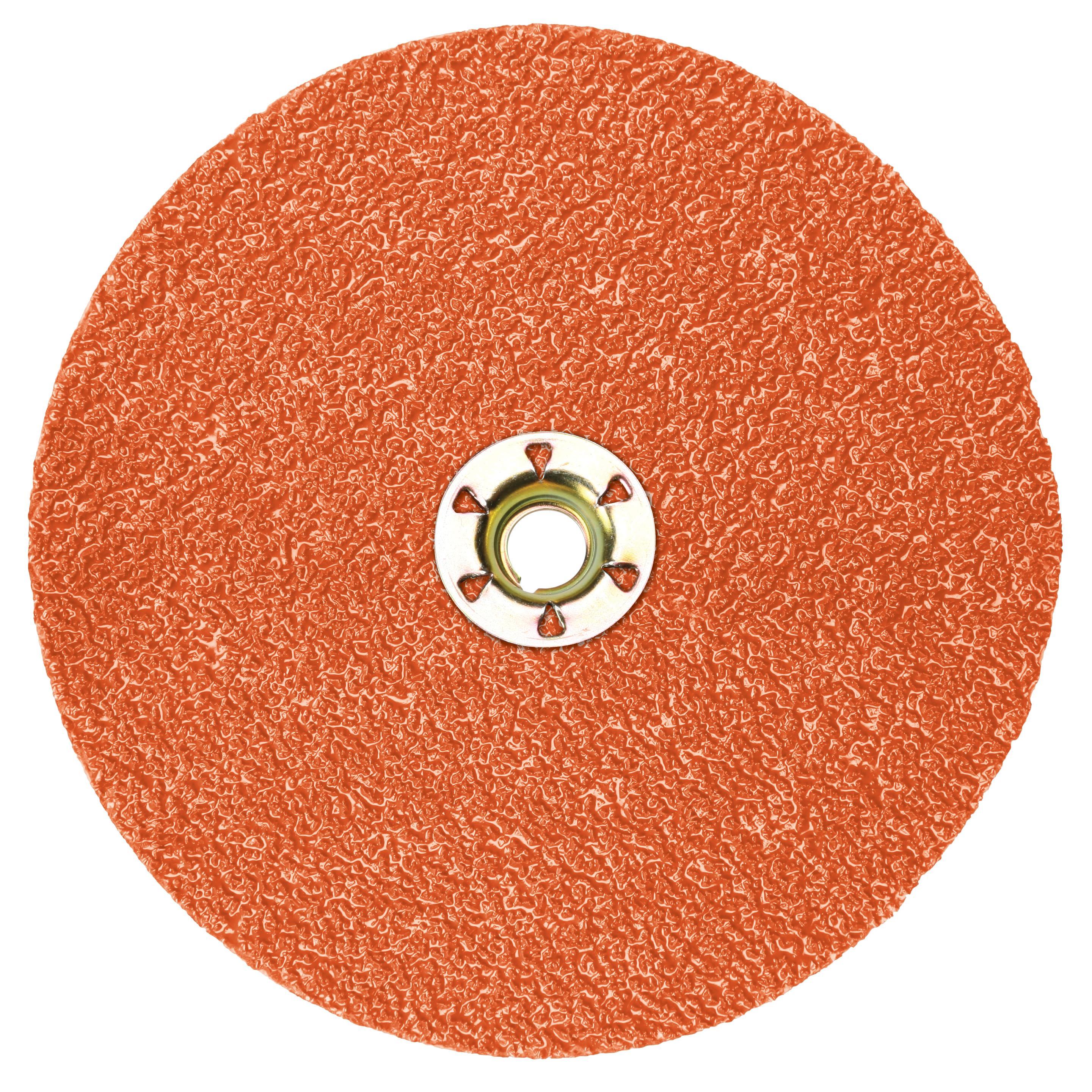 Cubitron II 7000144096 Close Coated Fibre Disc, 4-1/2 in Dia Disc, No Hole Center Hole, 36+ Grit, Extra Coarse Grade, Ceramic Abrasive, Quick-Change Type TN Attachment - Coated Abrasive Fiber Discs