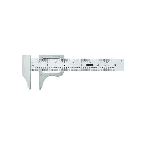 GENERAL 729 Slide Caliper, 0 to 4 in Measuring, Graduations 1/16 in, 1/32 in, Steel, Polished Stainless Steel - Vernier Calipers