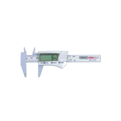GENERAL 1433 Fraction+ Digital Caliper, 0 to 3 in, 1-9/16 in D Jaw, Carbon Fiber - Digital Calipers