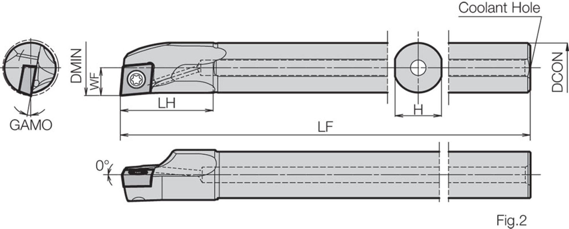 KYOCERA THC14004 DYNB Excellent Multi-Use Positive Rake Boring Bar With 5 deg Lead Angle, A...SCLC-AE Toolholder, 1.2 in Dia Min Bore, Right Hand of Holder, 12 in OAL - Indexable Boring Bars