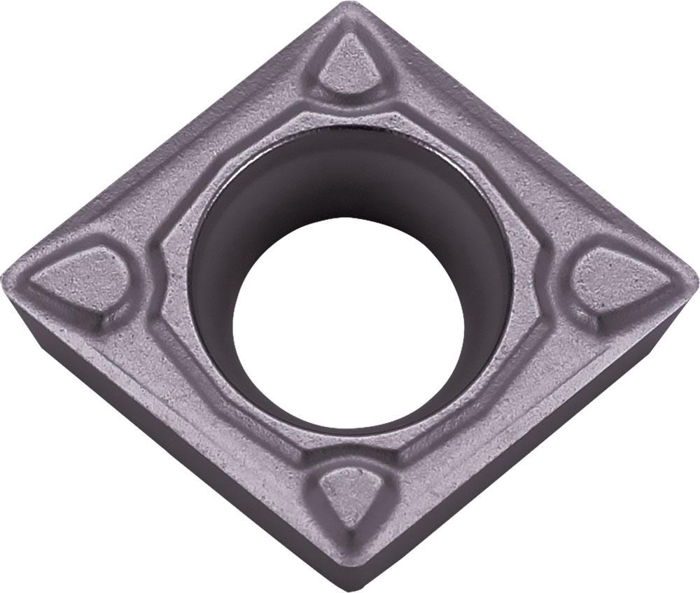 KYOCERA TLC00491 ISOI 2-Cutting Edge Indexable Turning Insert With 1-Sided Chipbreaker, Hole and 40 to 60 deg Countersink, ANSI Code: CCMT3251MQPR1535, CCMT Insert, Material Grade: M, S, #3251 Insert, Diamond Shape, 09 Seat, Positive Rake, Carbide - Turning Inserts
