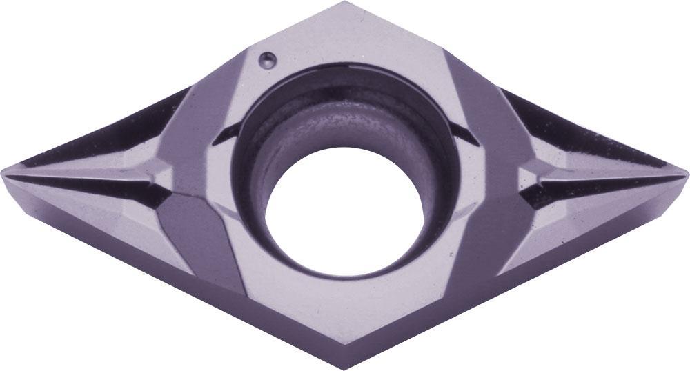KYOCERA TLM00199 2-Cutting Edge Indexable Turning Insert With 1-Sided Chipbreaker, Hole, 40 to 60 deg Countersink, ANSI Code: DCGT3251MFPSKPR1725, DCGT Insert, Material Grade: P, M, #3251 Insert, Rhombic Shape, 11 Seat, Positive Rake, Carbide - Turning Inserts