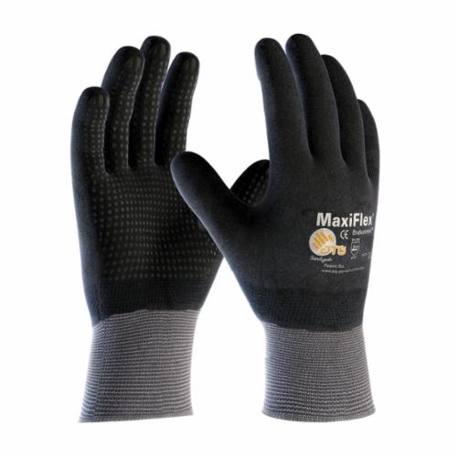 ATG MaxiFlex Endurance 34-846/XL General Purpose Gloves, Coated, XL, Microfoam Nitrile Palm, 15 ga Nylon, Black/Gray, Continuous Knit Wrist Cuff, Microfoam Nitrile Coating, Resists: Abrasion, Cut, Puncture and Tear, Nylon Lining, Seamless Knit - General Purpose Work Gloves