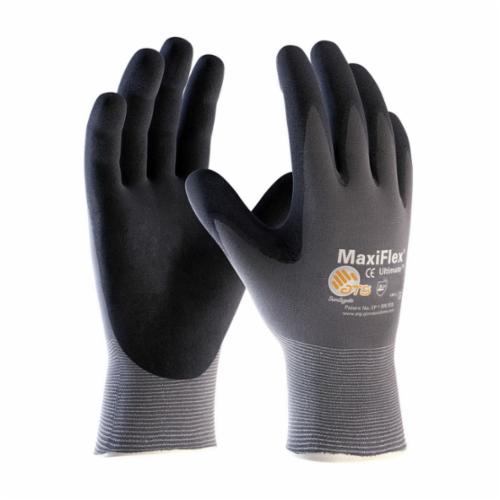 ATG MaxiFlex Ultimate 34-874/M General Purpose Gloves, Coated, M, Microfoam Nitrile Palm, 15 ga Nylon, Black/Gray, Continuous Knit Wrist Cuff, Microfoam Nitrile Coating, Resists: Abrasion, Cut, Puncture and Tear, Nylon/Lycra Lining, Seamless Knit - General Purpose Work Gloves