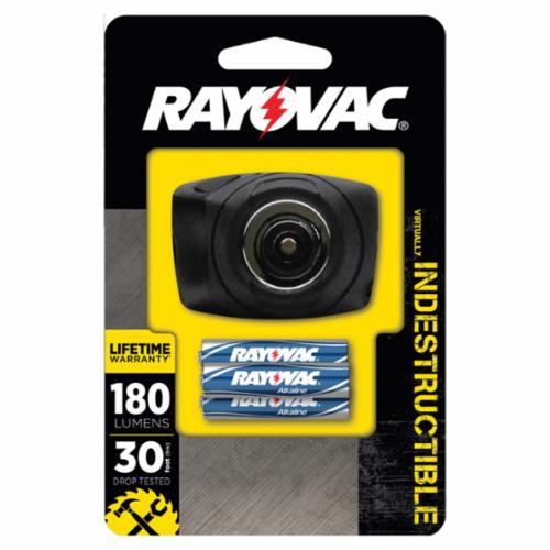 Rayovac DIYHPHL3AAA-BTA Workhorse High Performance Virtually Indestructible Headlight, LED Bulb, Aluminum Titanium Housing, 300 Lumens (High)/60 Lumens (Low) - Flashlights - Head Lights