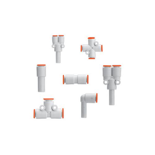 SMC KQ2H07-00A KQ2 Inch Size Union Male Connector, 1/4 in Nominal, Push-In End Style, Brass - Pneumatic Connectors