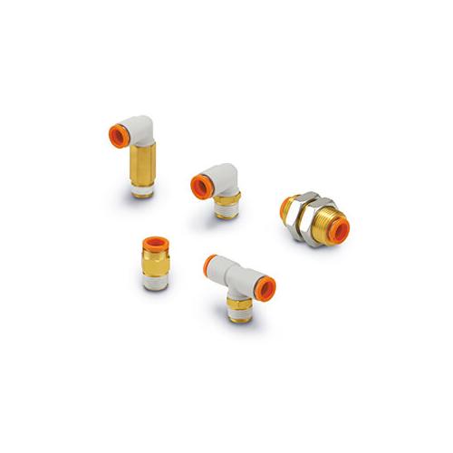 SMC KQ2E11-00A KQ2 Inch Size Union One Touch Fitting, 3/8 in Nominal, Push-In End Style, Brass - Pneumatic Connectors