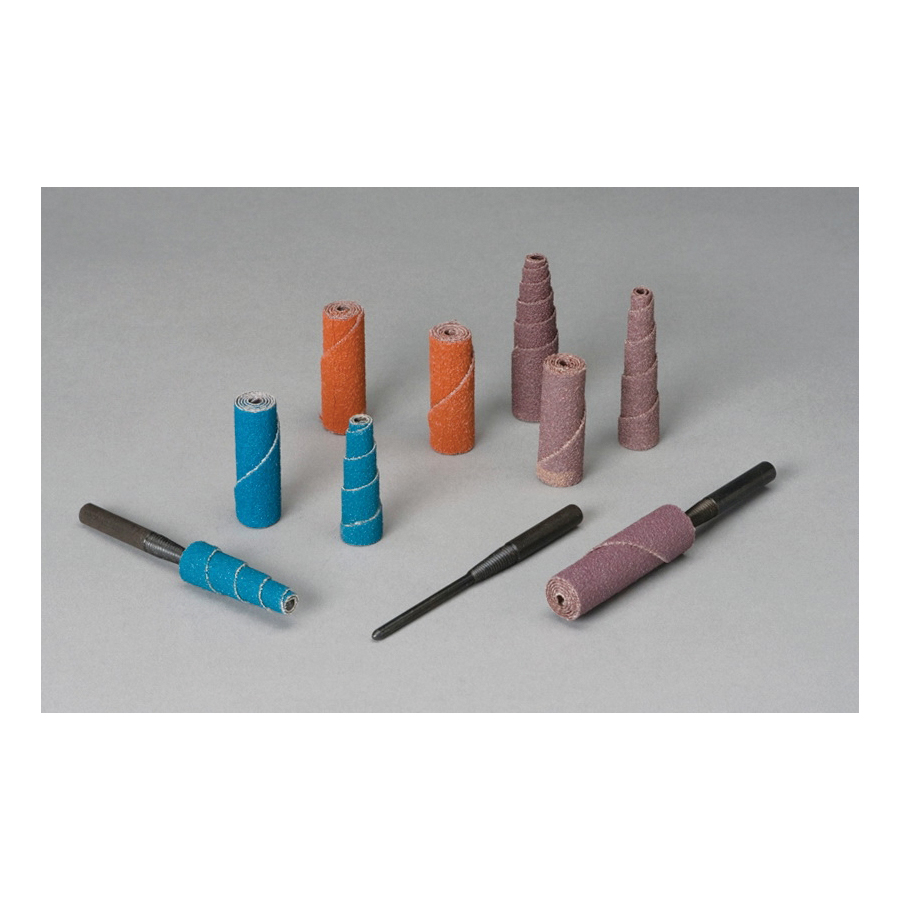 Standard Abrasives 7100092266 Full Tapered Straight Cartridge Roll, 1/2 in Dia x 1-1/2 in OAL, 1/8 in Dia Pilot Hole, P120 Grit, Aluminum Oxide Abrasive - Cartridge Rolls