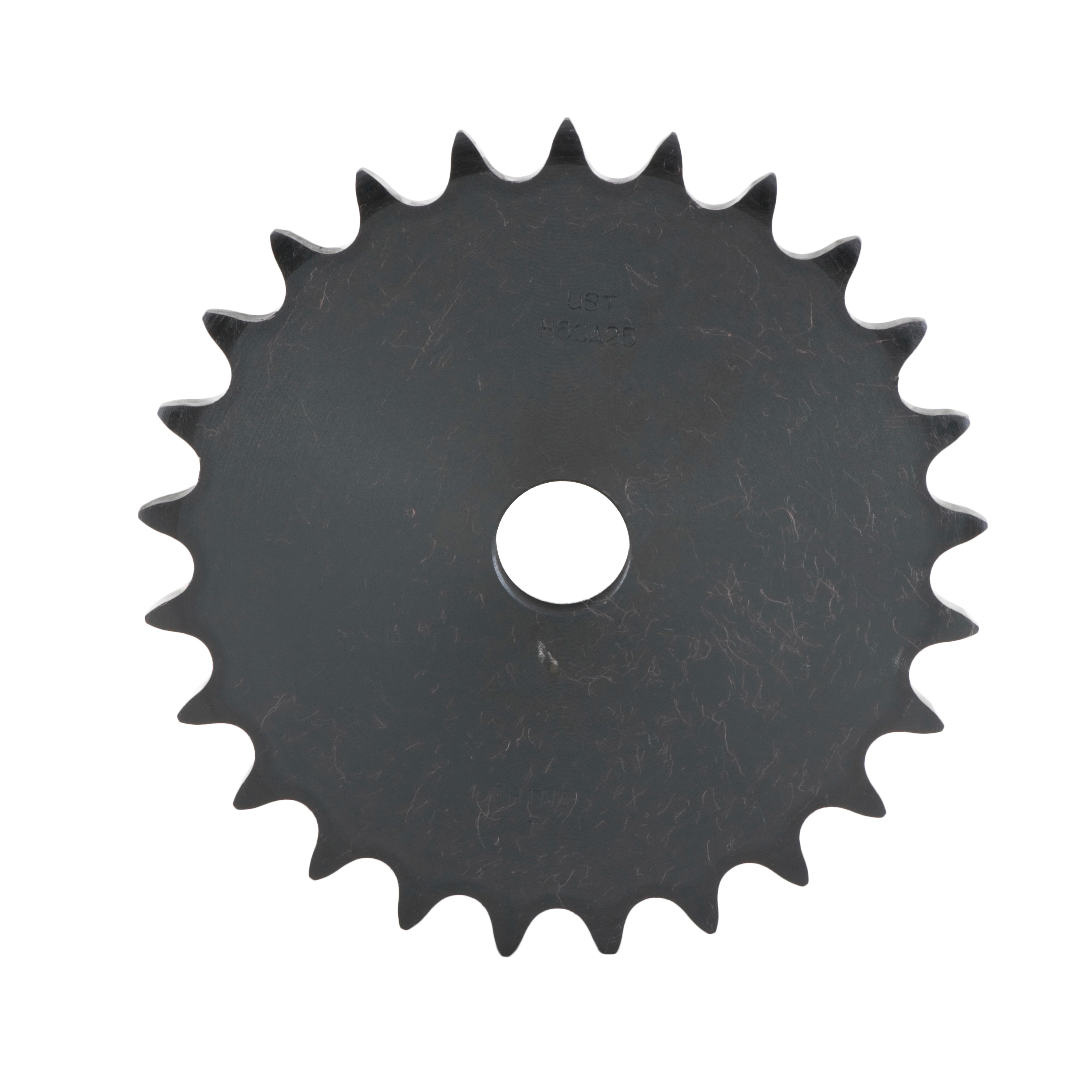 Tsubaki 40A23 Plain Bore Type A Single Pitch Roller Chain Sprocket, 5/8 in Dia Bore, 3.94 in OD, #40 Chain, 23 Teeth, 1/2 in Pitch, Carbon Steel - Single Pitch Roller Chain Sprockets