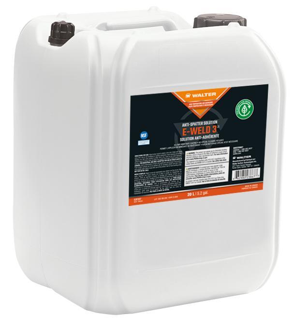 Walter Surface Technologies 53F257 E-WELD 3 High Temperature Anti-Spatter Solution, 5.2 gal, Liquid Form, Blue - Anti-Spatter Products